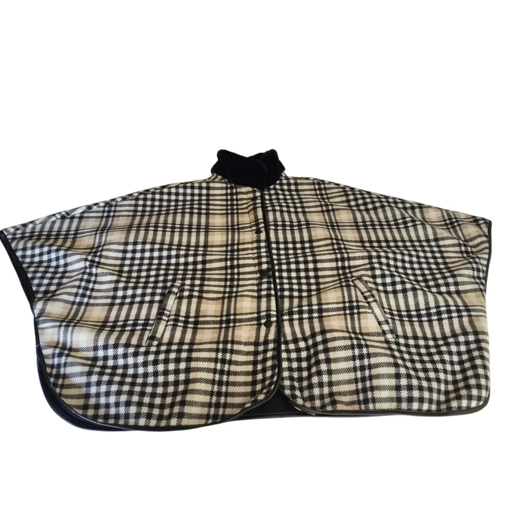 Rachel Roy Women’s Poncho Black White Thick Fleece Faux aux Fur/Leather Trim XL - Picture 7 of 11